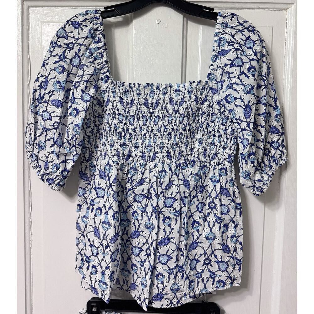 NWT Sachin Babi Blue Floral Eyelet “Millie Vine” Top & Shorts Set Size S - Picture 9 of 13